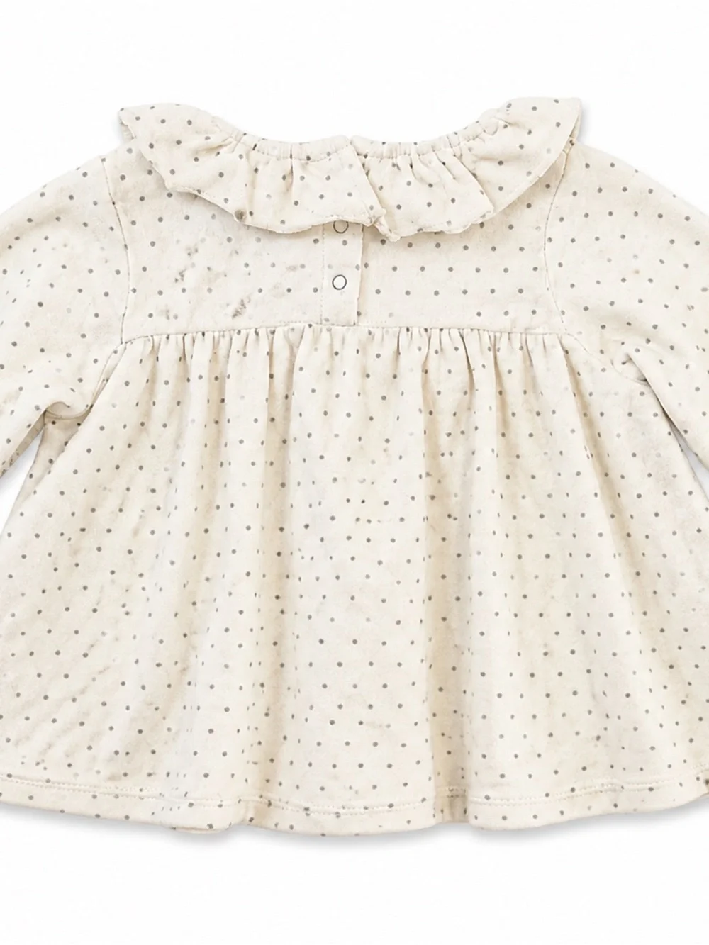 Quincy Mae Organic Cotton Ruffle Peplum Top Polka Dot 12-18M